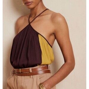 NWT Banana Republic Womens M Top Colorblock Pinot Noir Spaghetti Strap $55